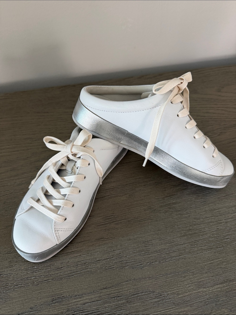 Rag & Bone backless mule sneaker white with silver bottom